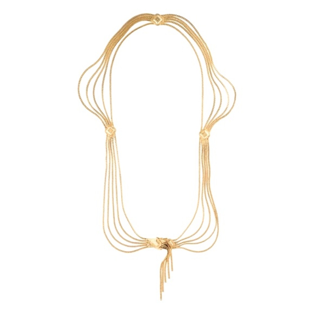 Vintage Christian Dior Gold Multi Strand Logo Medallion Curb Link Belly Chain - Picture 16 of 16
